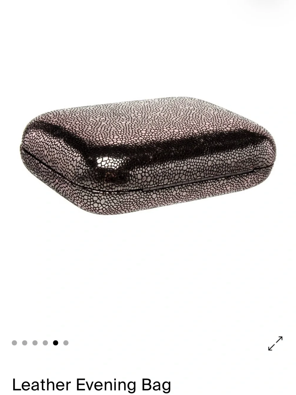 Metallic Rose Gold Pebbled Hard-Case Clutch with Chain